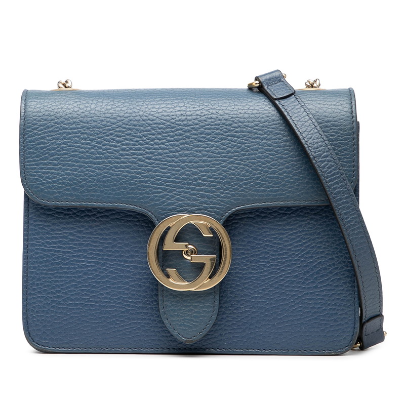 グッチ インターロッキングG チェーン店 ショルダーバッグ 510304 青み なめし革 レディース GUCCI 【中古】