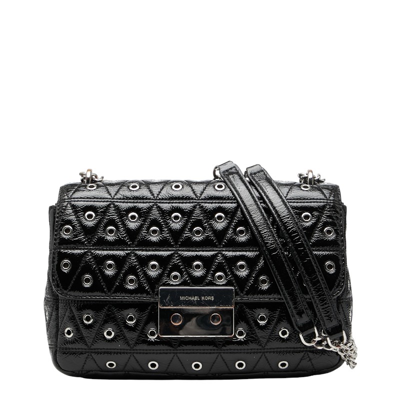 マイケル教科課程 スタッズ チェーン店 ショルダーバッグ 黒いこと エナメル レディース Michael Kors 【中古】