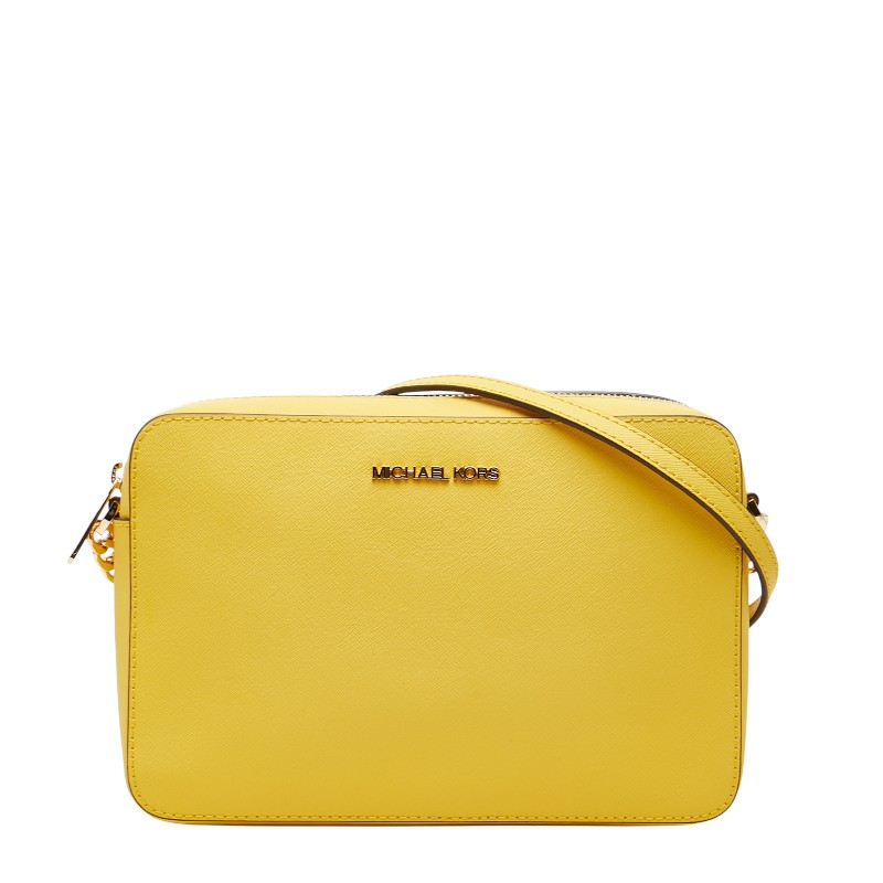 マイケル教科課程 曲がった掛け ショルダーバッグ 黄色 なめし革 レディース Michael Kors 【中古】