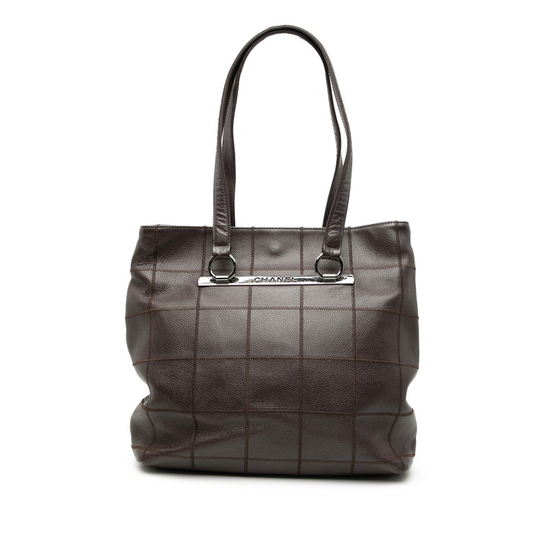 シャネル チョコバー トートバッグ ショルダーバッグ ブラウン キャビアスキン レディース CHANEL 【中古】