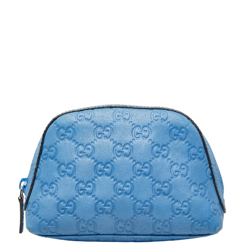 グッチ グッチシマ 合切袋 272366 青み なめし革 レディース GUCCI 【中古】