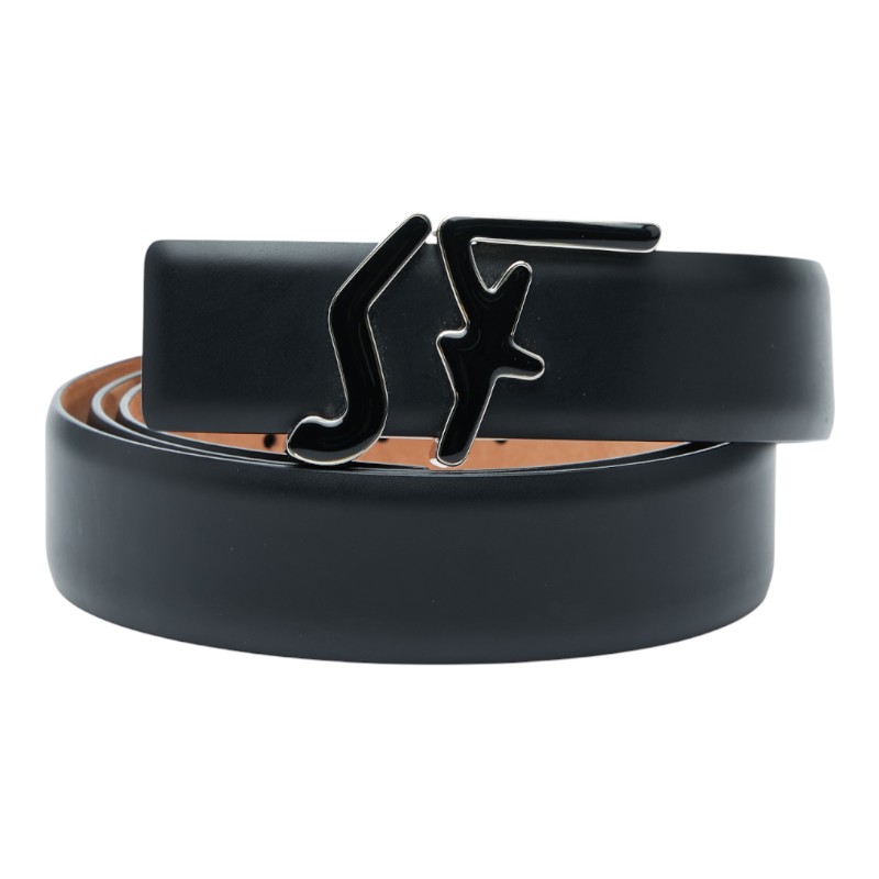 サルヴァトーレフェラガモ ロゴタイプ 胴締め 大きさ110 黒いこと なめし革 メンズ Salvatore Ferragamo 【中古】