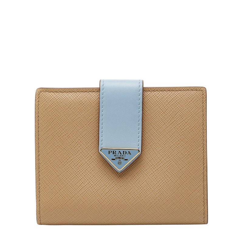 【美品】PRADA 三角ロゴプレート ゴールドプレート 二つ折り財布 レザー 青 楽天市場】PRADA(プラダ)二つ折り財布 コンパクトウォレット ブルー
