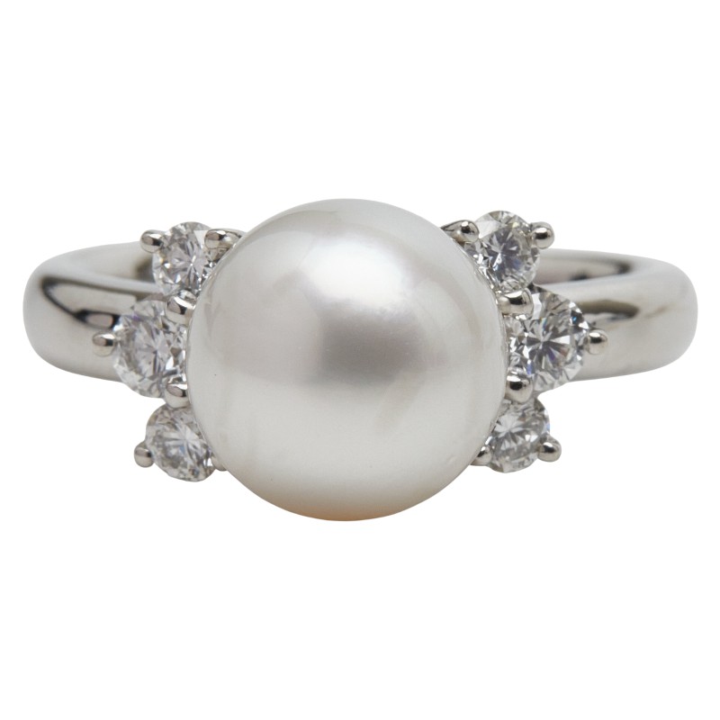 Pt900 プラチナ アコヤパール9.0mm ダイヤ0.38ct リング 指輪 レディース 8.5号 【中古】｜【銀座パリス】　店