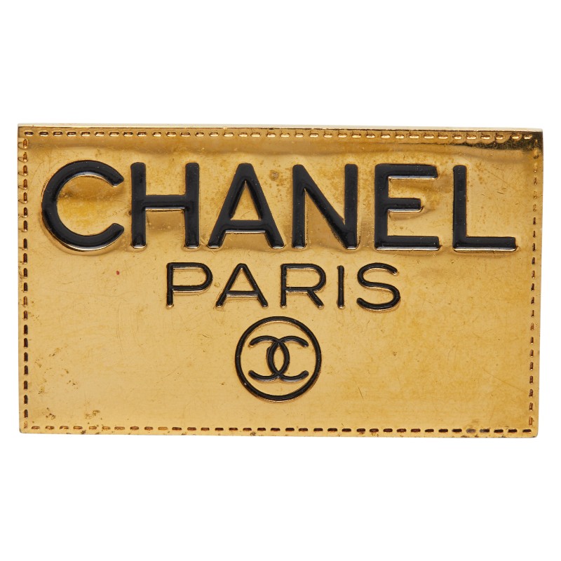 シャネル ロゴプレート ブローチ ゴールド メッキ レディース CHANEL 【中古】｜【銀座パリス】　店