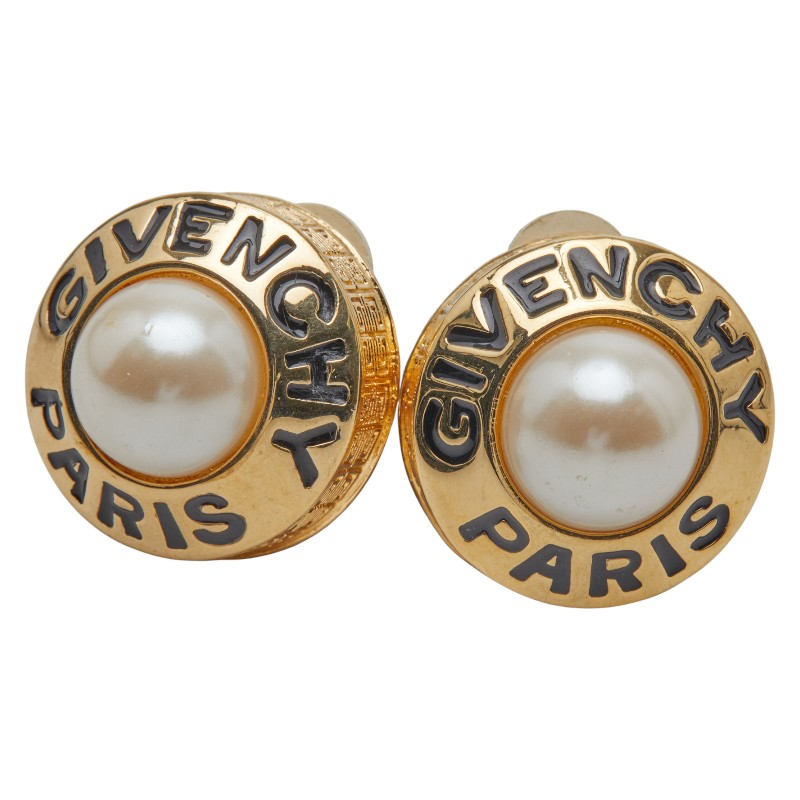 ジバンシー ロゴ パール ラウンド イヤリング ゴールド メッキ フェイクパール レディース Givenchy 【中古】｜【銀座パリス】　店 10,944円