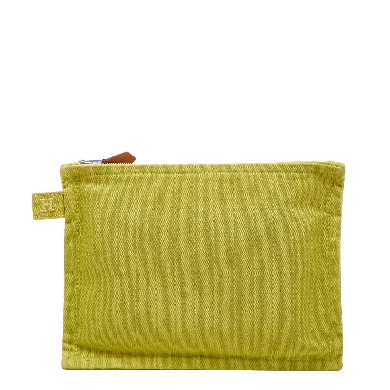 エルメス ボラボラ PM （小） ポーチ グリーン コットン レディース HERMES 【中古】