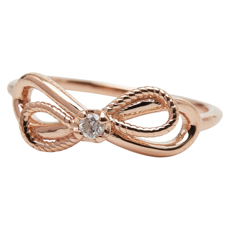 楽天市場】agete(アガット) ピンキー リング リボン ダイヤモンド 0.03