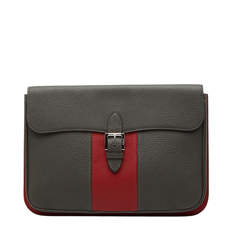MOYNAT モワナ クラッチペダル御徒面子 二番目御徒面子 カーキ 赤いこと なめし革 メンズ 【中古】