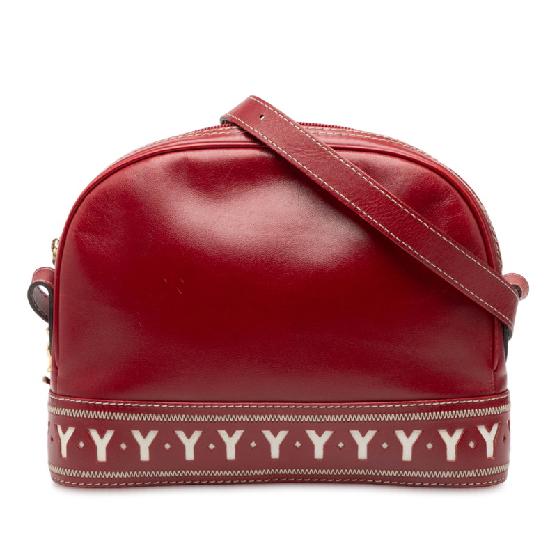 サンローラン ヴィンテージ Yカット ショルダーバッグ レッド レザー レディース SAINT LAURENT 【中古】