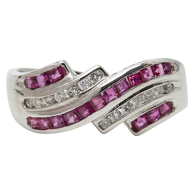 Pt900 プラチナ ルビー0.60ct ダイヤ0.14ct リング 指輪 レディース 12.5号 【中古】｜【銀座パリス】　店