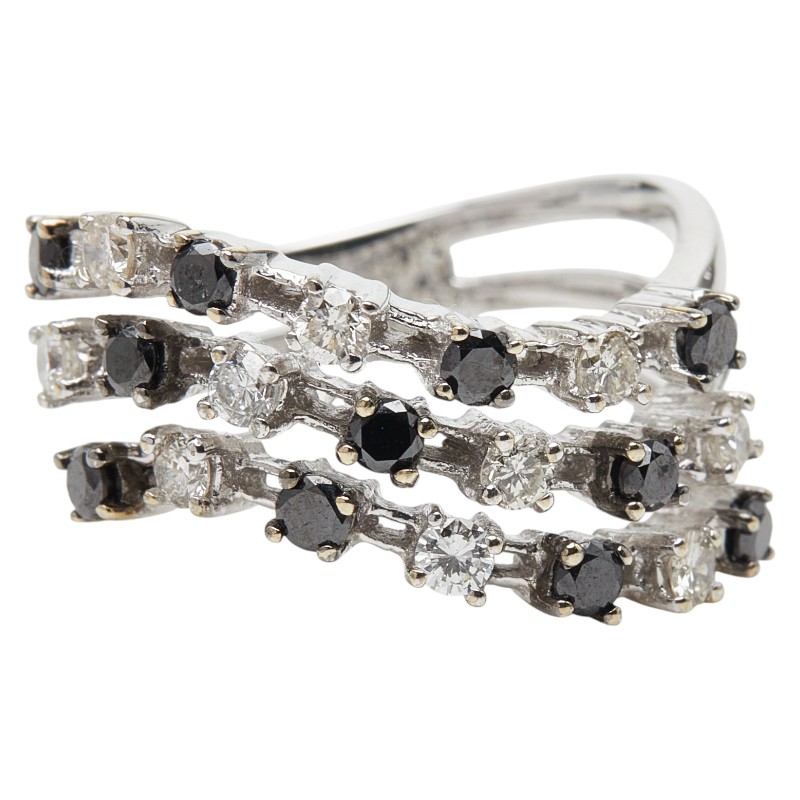 K18WG ホワイトゴールド ブラックダイヤ0.54ct ダイヤ0.48ct リング 指輪 レディース 11.5号 【中古】|【銀座パリス】 店