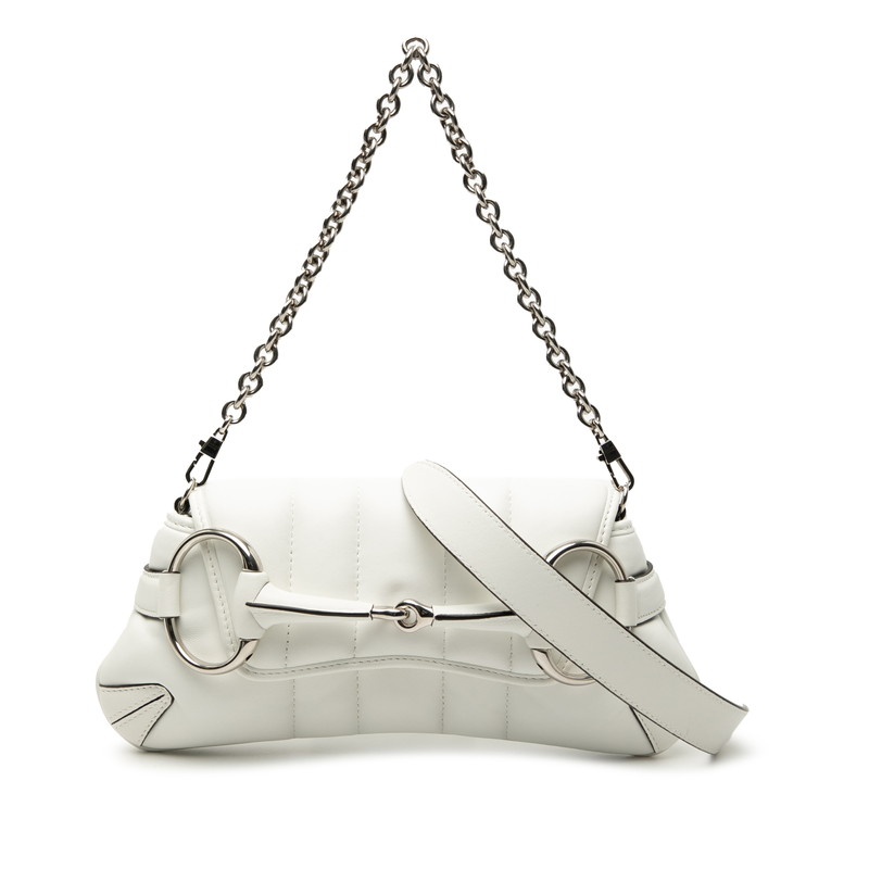 グッチ ホースビット ショルダーバッグ ハンドバッグ 764255 ホワイト レザー レディース GUCCI 【中古】|【銀座パリス】 店