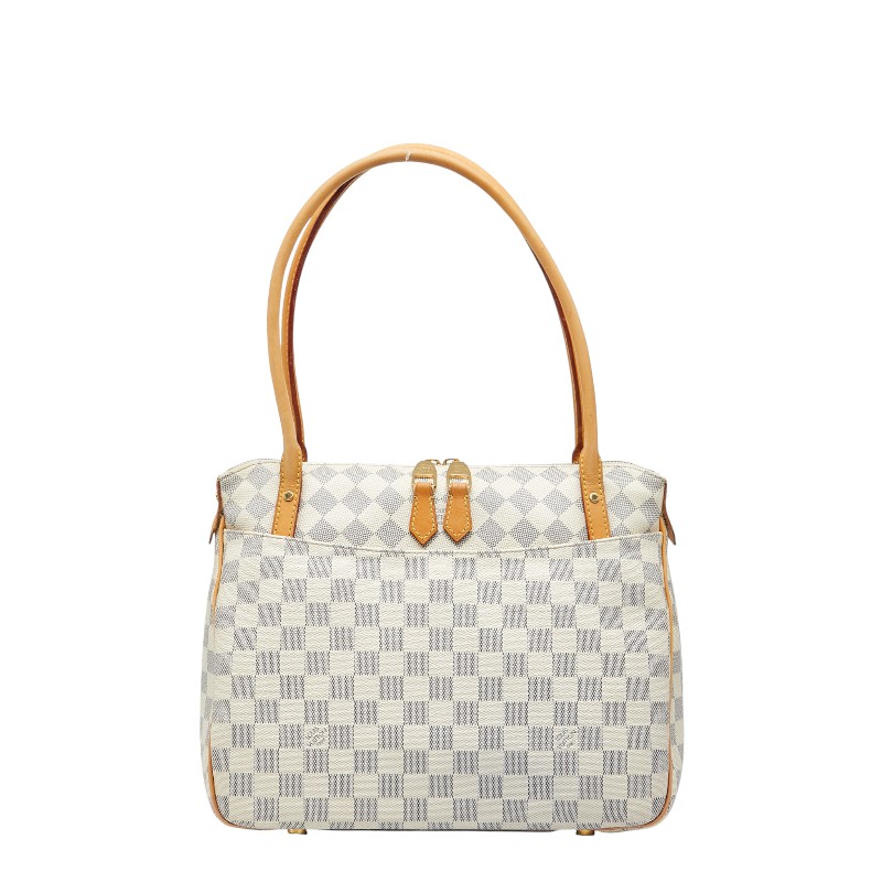 ルイ ヴィトン ダミエ アズール フィジェリPM ショルダーバッグ トートバッグ N41176 ホワイト PVC レザー レディース LOUIS VUITTON 【中古】