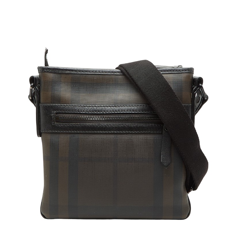 バーバリー 曲がった掛け ショルダーバッグ 赤銅色 黒いこと PVC なめし革 レディース BURBERRY 【中古】