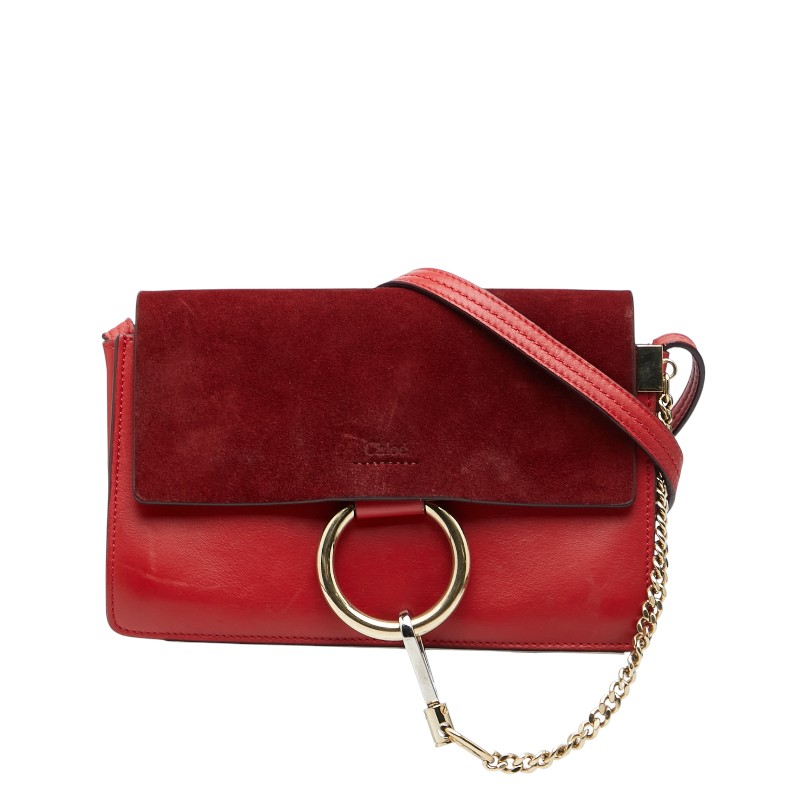 クロエ フェイ 斜め掛け ショルダーバッグ レッド レザー スウェード レディース Chloe 【中古】 25,752円