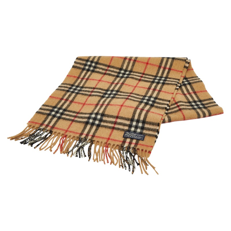 バーバリー ノバチェック えり巻き ベージュ マルチ色つや カシミール 羊毛 レディース BURBERRY 【中古】
