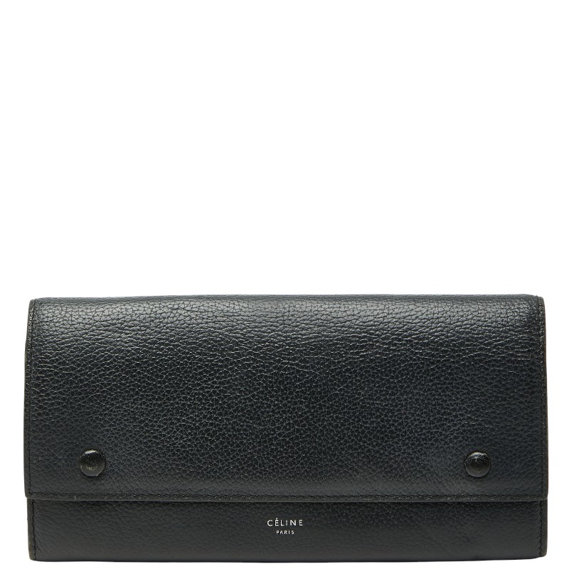 セリーヌ ラージ フラップ マルチファンクション 長財布 ブラック レザー レディース CELINE 【中古】｜【銀座パリス】　店