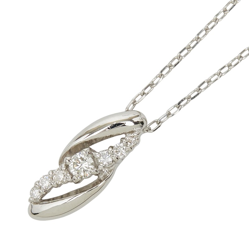 Pt900 プラチナ Pt850 プラチナ ダイヤ0.08ct ダイヤ0.07ct ペンダントトップ ネックレス レディース 【中古】