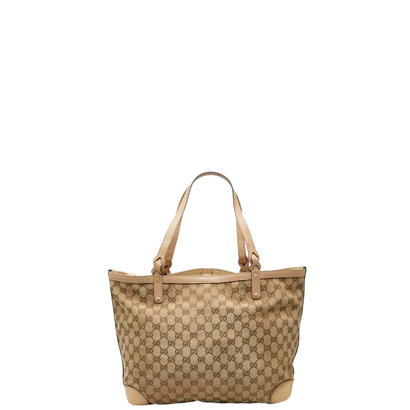 グッチ GGキャンバス トートバッグ 247209 ベージュ ブラウン キャンバス レザー レディース GUCCI 【中古】