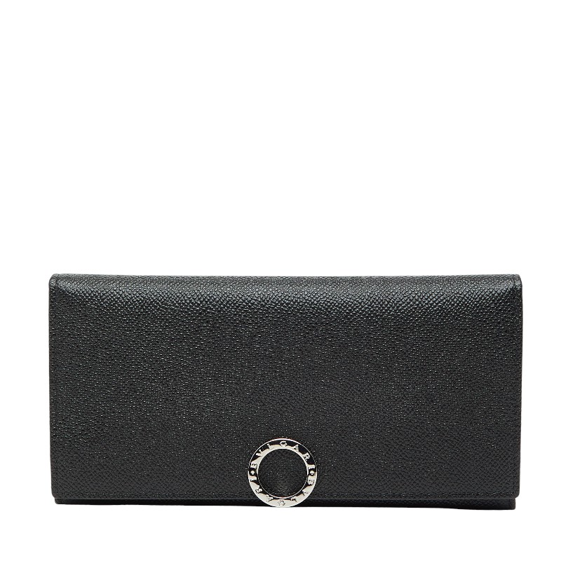 ブル小峡谷 ブルガリブルガリ 長紙入れ 黒いこと なめし革 レディース BVLGARI 【中古】