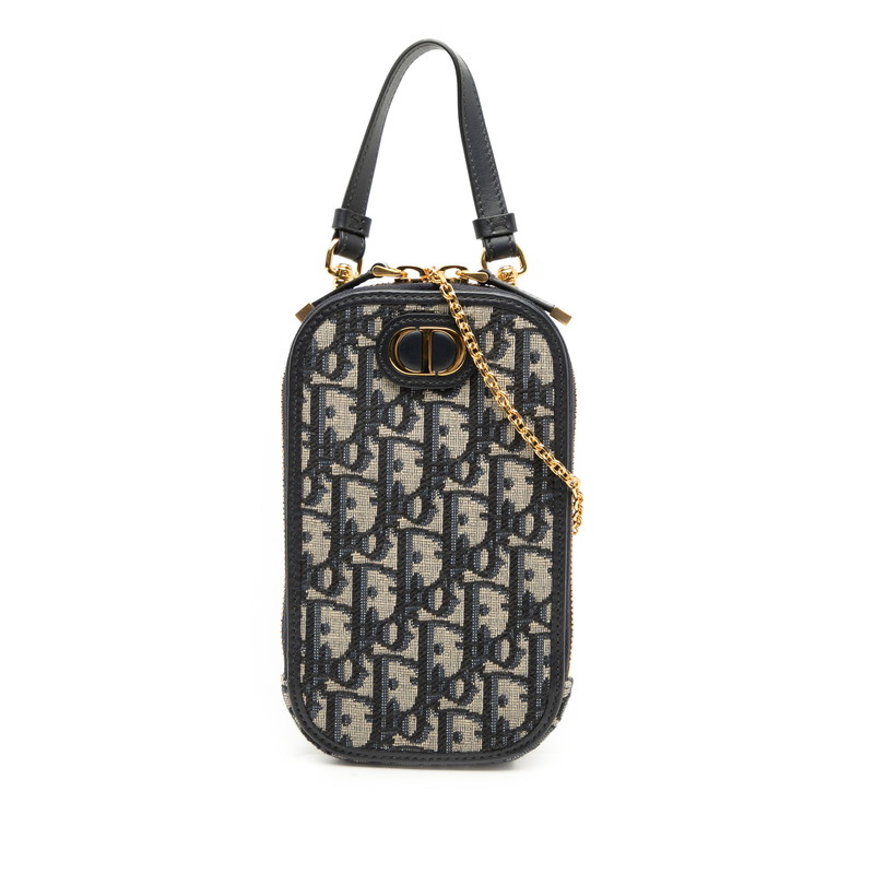 ディオール オブリーク フォンショルダー ショルダーバッグ ネイビー キャンバス レディース Dior 【中古】