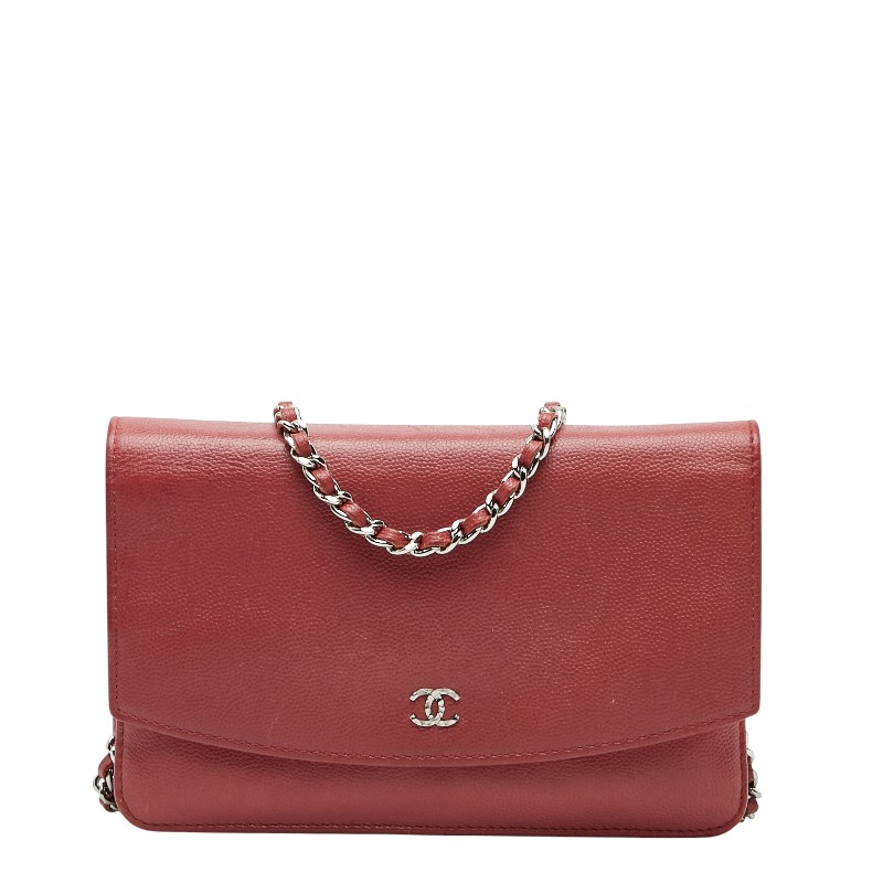 シャネル ココマーク チェーン ショルダーバッグ ピンク キャビアスキン レディース CHANEL 【中古】
