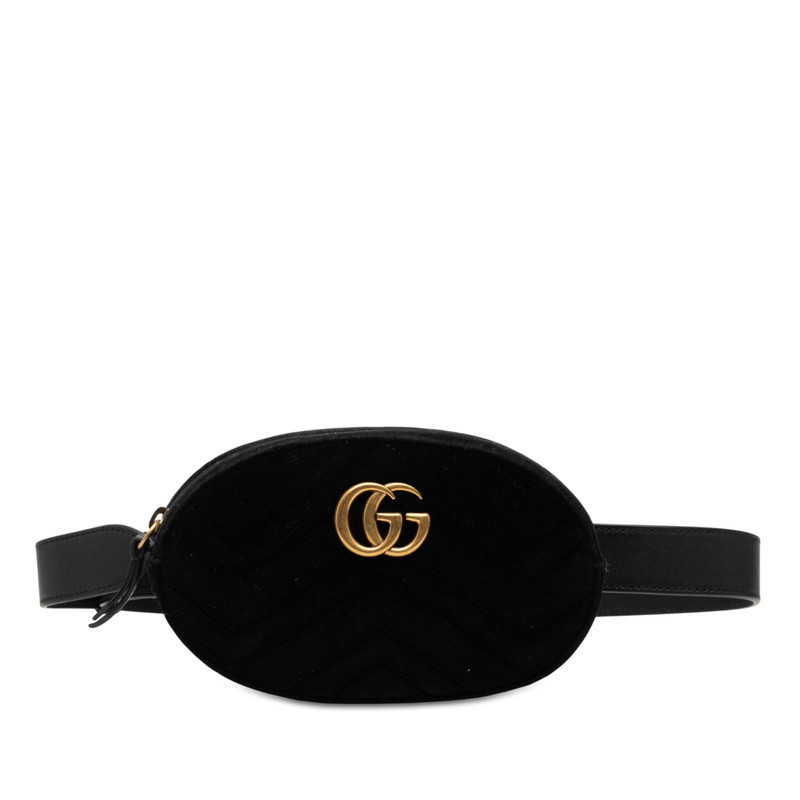 グッチ GGマーモント キルティング ボディバッグ ウエストバッグ 476434 ブラック ベロア レディース GUCCI 【中古】