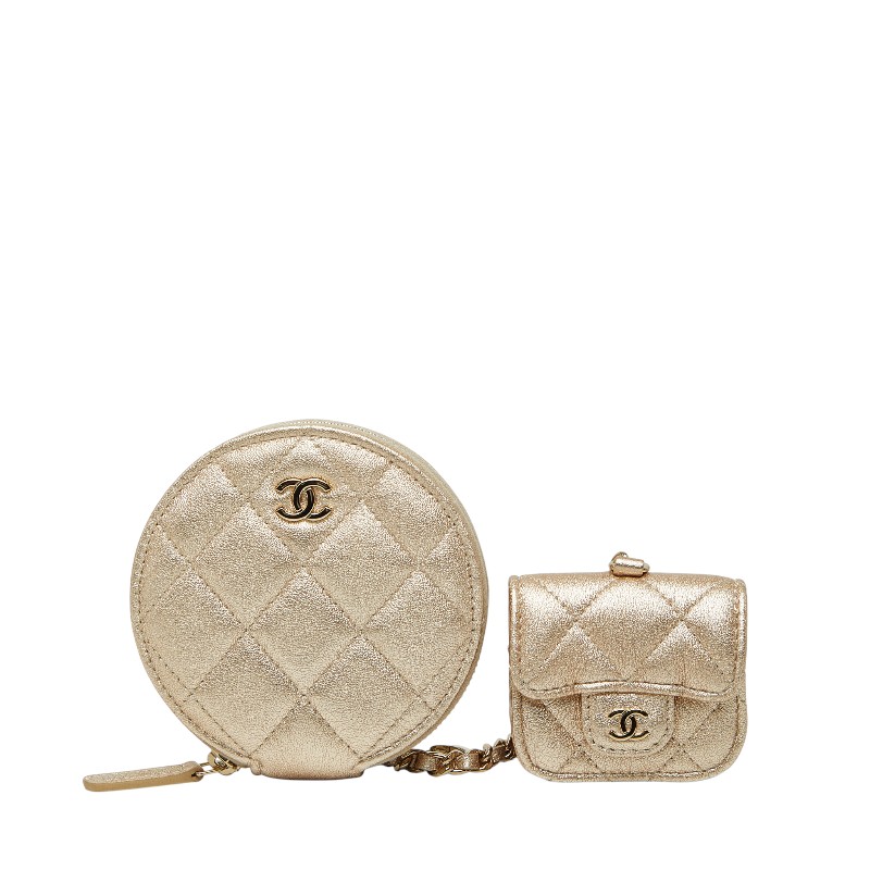 シャネル ココマーク マトラッセ コインケース AirPodsケース 2024イヤーズギフト ゴールド レザー レディース CHANEL 【中古】 59,400円