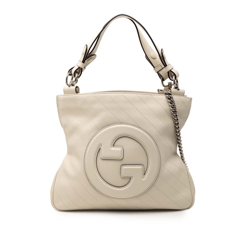 グッチ ブロンディ スモール トートバッグ チェーン ショルダーバッグ 2WAY 751518 オフホワイト レザー レディース GUCCI 【中古】