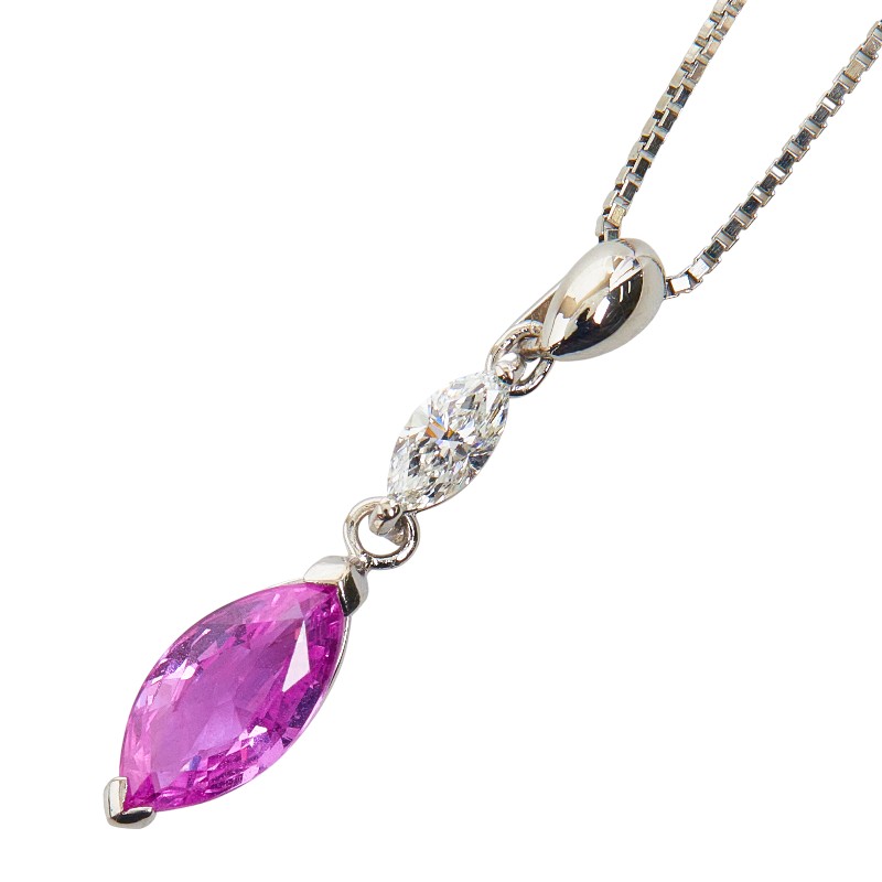 Pt900 プラチナ Pt850 プラチナ ピンクサファイア1.20ct ダイヤ0.18ct ペンダント ネックレス レディース 【中古】｜【銀座パリス】　店