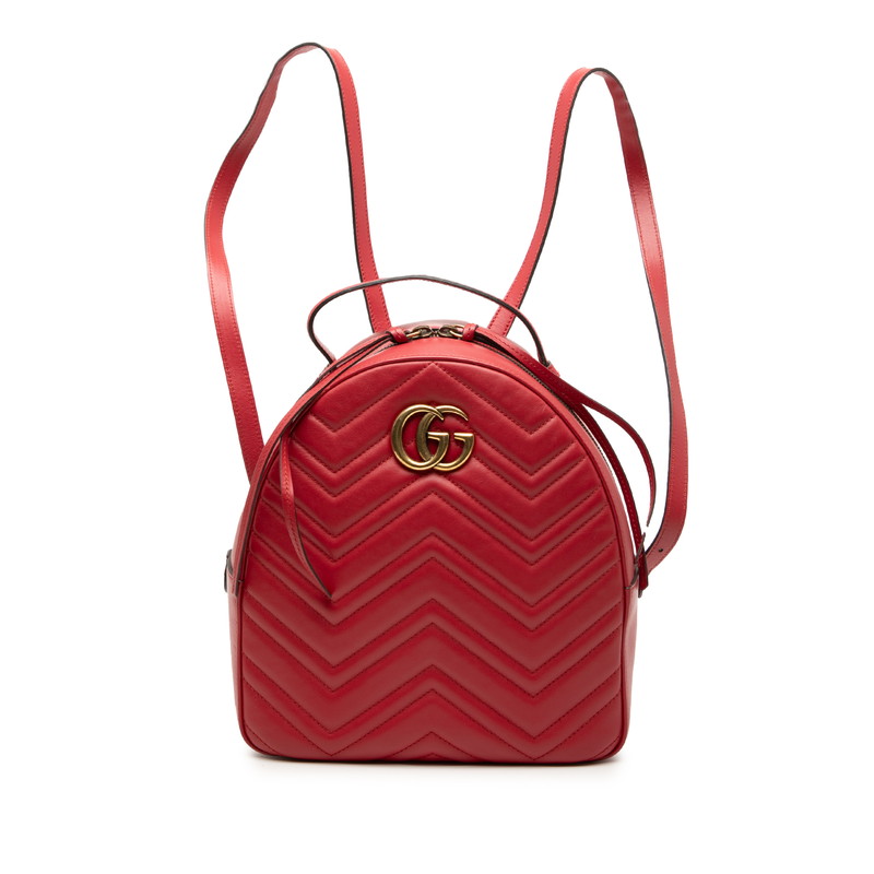 グッチ GGマーモント 背嚢 うしろ側風呂敷き包み 476671 赤いこと なめし革 レディース GUCCI 【中古】