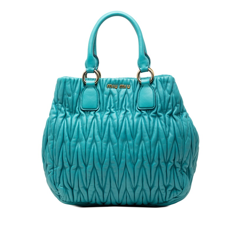 ミュウミュウ マテラッセ ハンドバッグ ブルー レザー レディース MIUMIU 【中古】