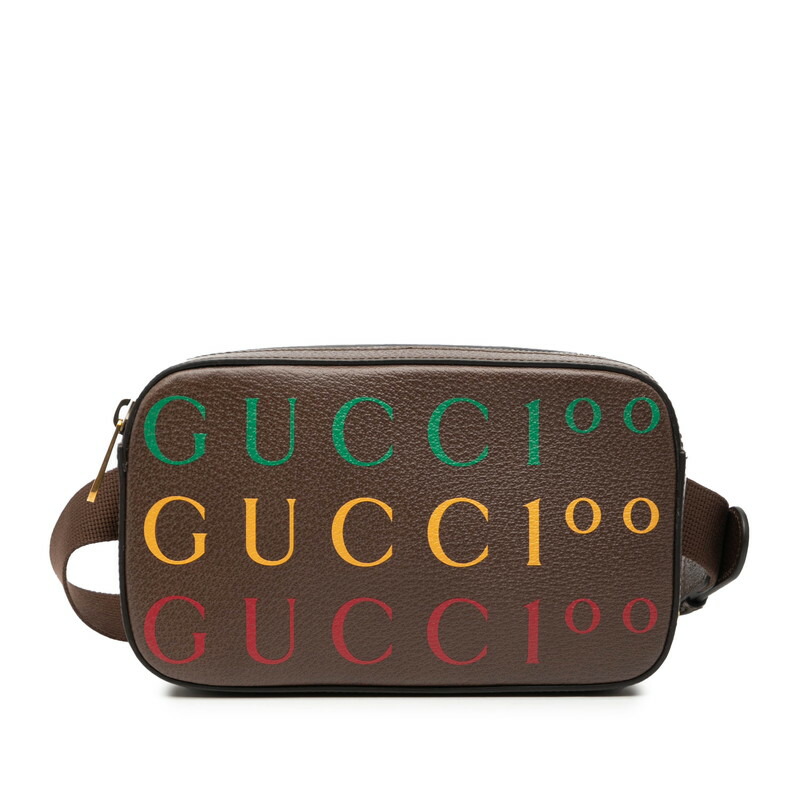 グッチ 100周年祝する ロゴタイプ 酉の方角御徒面子 602695 赤銅色 なめし革 メンズ GUCCI 【中古】