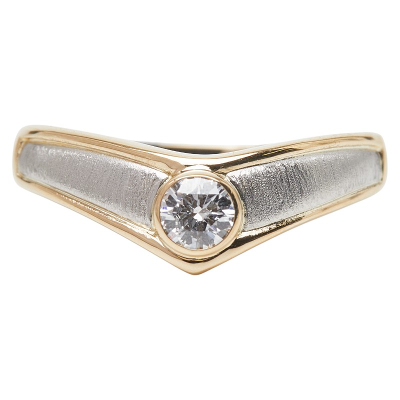 K18YG イエローゴールド Pt プラチナ 金ベースコンビ ダイヤ0.25ct リング 指輪 レディース 19号 【中古】｜【銀座パリス】　店