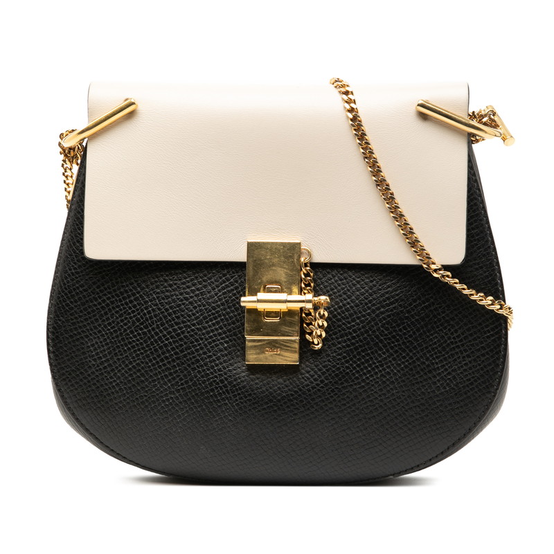 クロエ ドリュー チェーン店 ショルダーバッグ 黒いこと ベージュ なめし革 レディース Chloe 【中古】