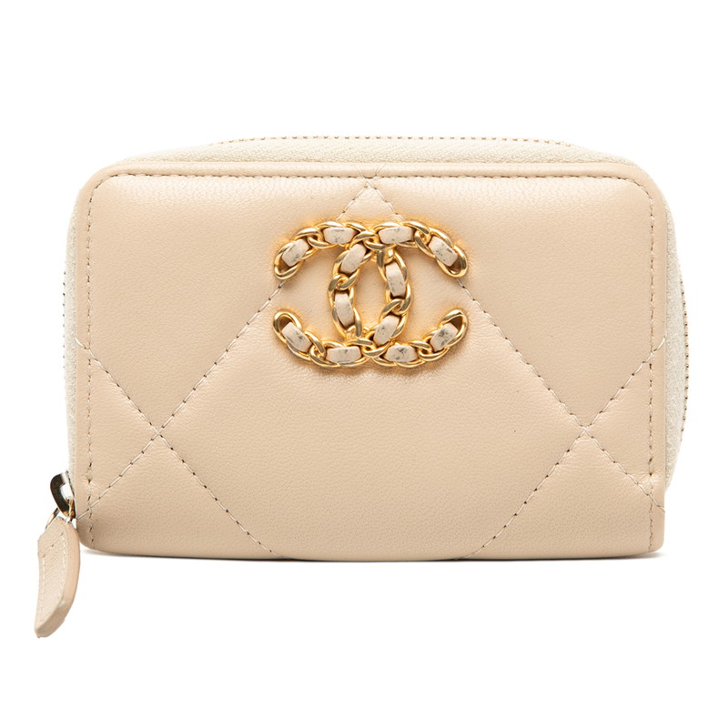 シャネル マトラッセ ココマーク コインケース ベージュ ラムスキン レディース CHANEL 【中古】