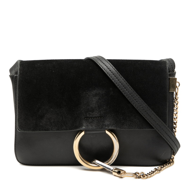 クロエ フェイ ショルダーバッグ ブラック スウェード レザー レディース Chloe 【中古】｜【銀座パリス】　店