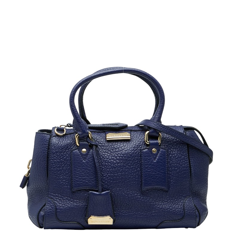 バーバリー ハンドバッグ ショルダーバッグ 2WAY ブルー レザー レディース BURBERRY 【中古】