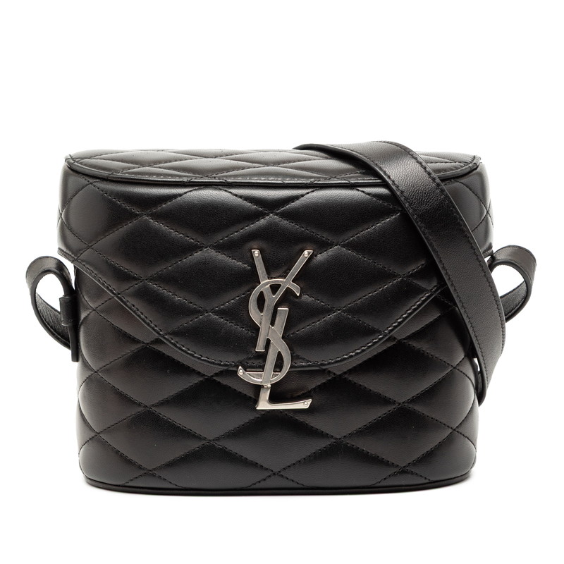 サンローラン YSLロゴ ジューン ボックス ショルダーバッグ 710298 ブラック ラムスキン レディース SAINT LAURENT 【中古】｜【銀座パリス】　店