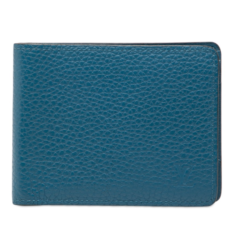 ルイ ヴィトン ポルトフォイユ ミュルティプル 二つ折り紙入れ M58190 青み トリヨンレザー レディース LOUIS VUITTON 【中古】