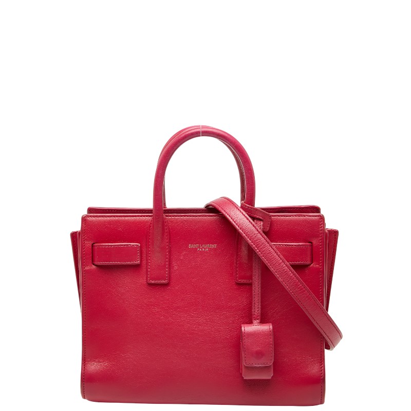 サンローラン サック ド ジュール ベイビー ハンドバッグ ショルダーバッグ 2WAY ピンク レザー レディース SAINT LAURENT 【中古】