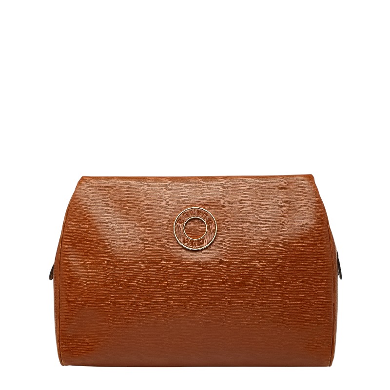 セリーヌ サークルロゴ クラッチバッグ セカンドバッグ ブラウン レザー レディース CELINE 【中古】