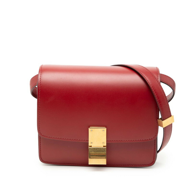 セリーヌ 古典派音楽ボックス席 ショルダーバッグ 赤いこと ゴールド なめし革 レディース CELINE 【中古】