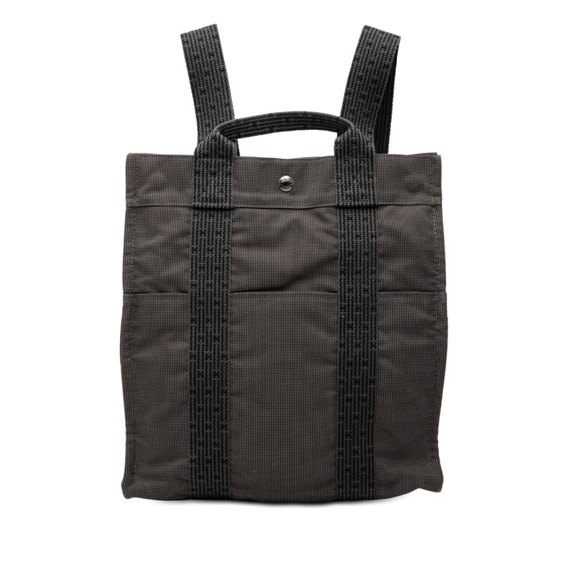 エルメス エールライン アドMM リュック バックパック グレー ブラック キャンバス レディース HERMES 【中古】