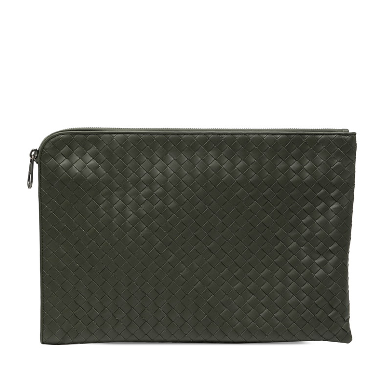 ボッテガヴェネタ イントレチャート クラッチバッグ セカンドバッグ カーキ レザー メンズ BOTTEGAVENETA 【中古】