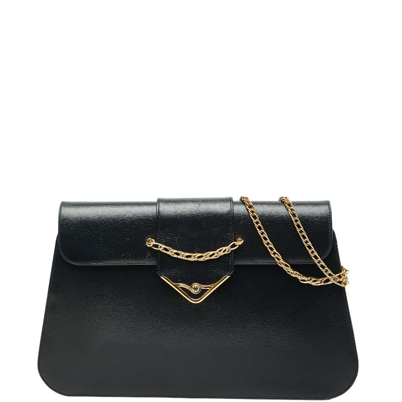 カルティエ サファイアライン チェーン ショルダーバッグ ネイビー レザー レディース CARTIER 【中古】｜【銀座パリス】　店