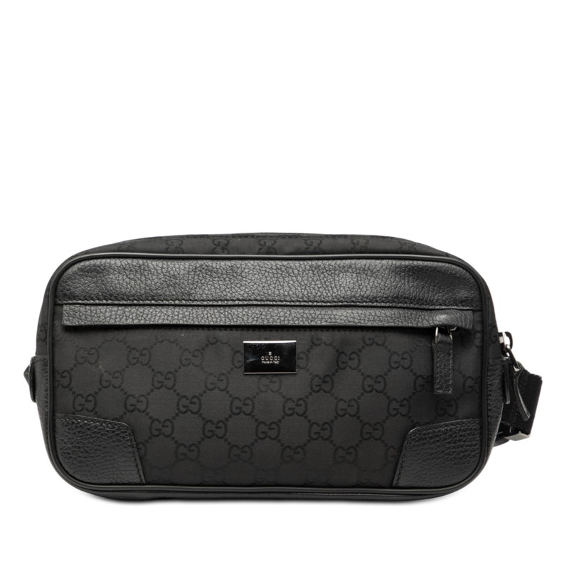 グッチ GGナイロン ボディバッグ ウエストバッグ ウエストポーチ 336672 ブラック ナイロン レザー メンズ GUCCI 【中古】 35,620円