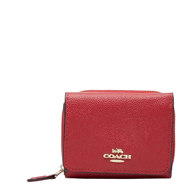 コーチ ロゴ 三つ折り財布 コンパクトウォレット F37968 レッド レザー レディース COACH 【中古】 7,252円