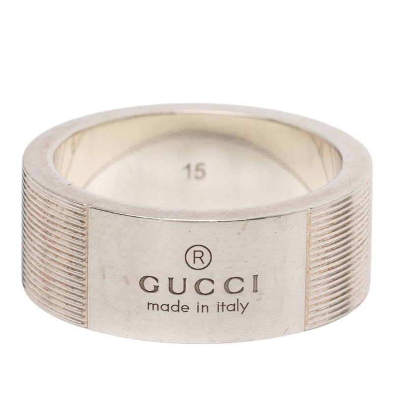 グッチ ロゴタイプ 輪っか 指環 #15 SV925 しろがね色 メンズ GUCCI 【中古】